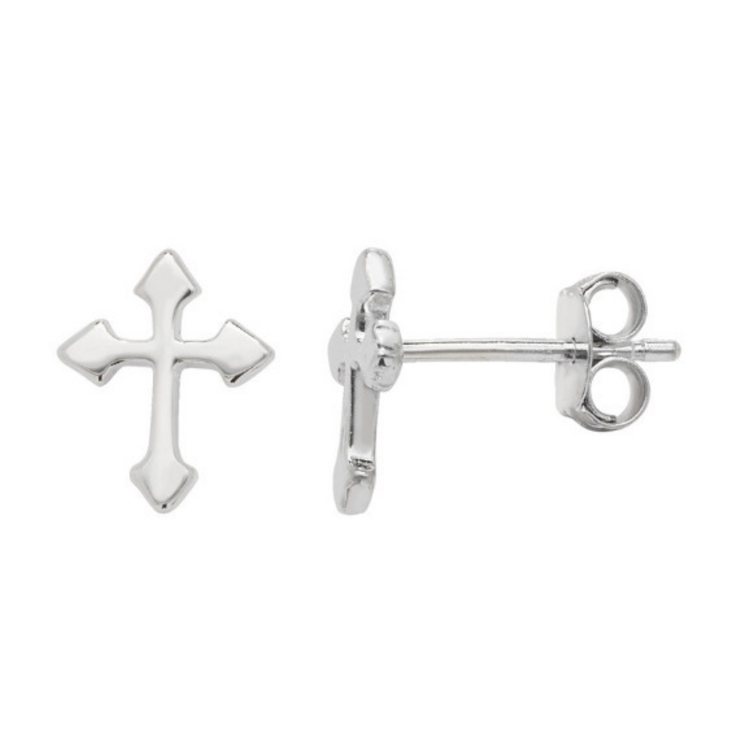 S925 Sterling Silver Faithful Cross Studs Earrings