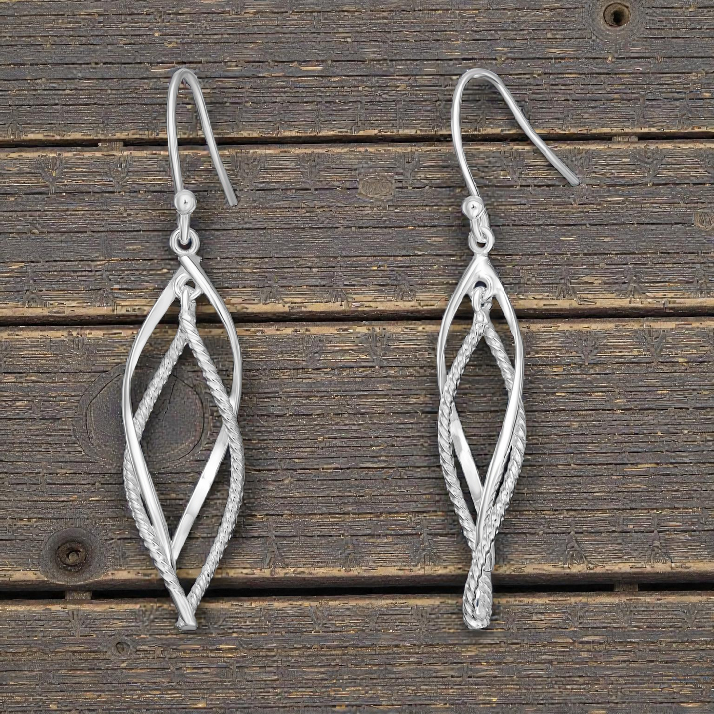 S925 Sterling Silver Elegant Twist Drop Hook Earrings for Women