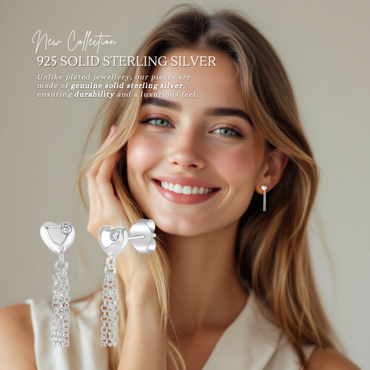 S925 Sterling Silver Heartfelt Tassel Earrings