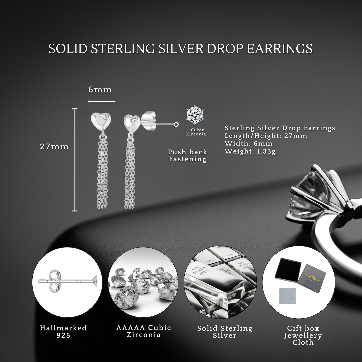 S925 Sterling Silver Heartfelt Tassel Earrings