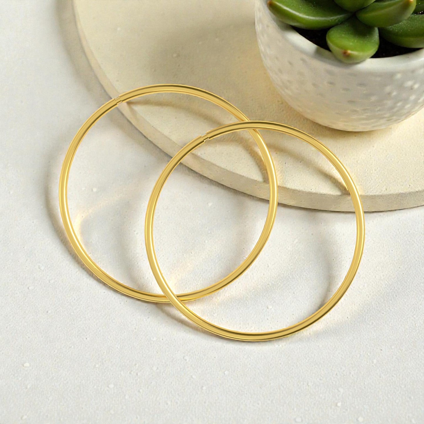 S925 Sterling Silver Elegant Gold-plated 20mm Hinged Hoop Earrings for Women