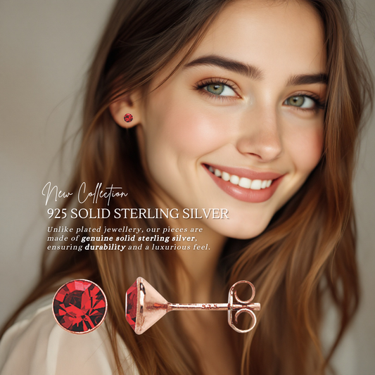 S925 Sterling Silver Ruby Sparkle Stud Earrings