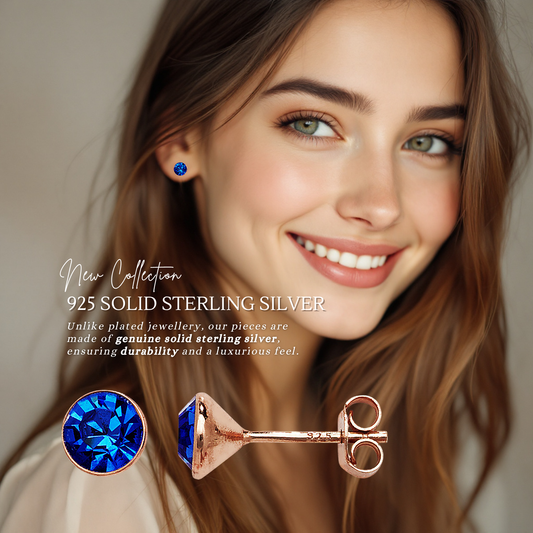 S925 Sterling Silver Sapphire Sparkle Stud Earrings