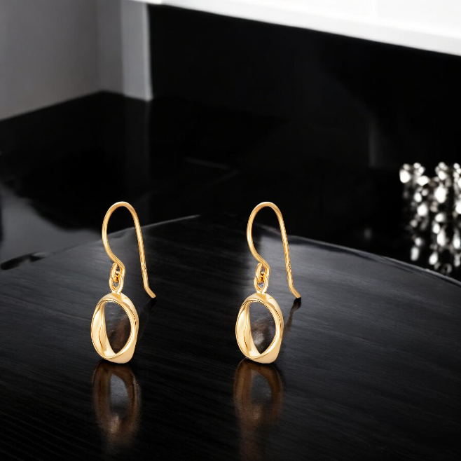 Sterling Silver Gold Plated Drop Earrings