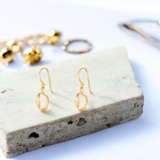 Sterling Silver Gold Plated Drop Earrings
