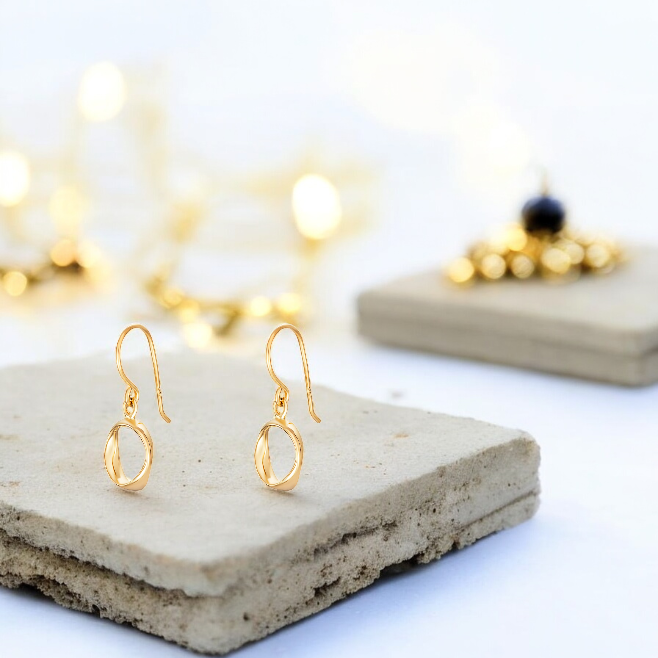 Sterling Silver Gold Plated Drop Earrings
