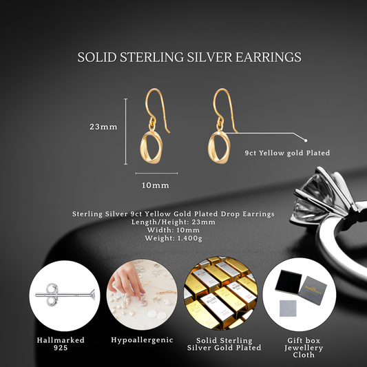 Sterling Silver Gold Plated Drop Earrings