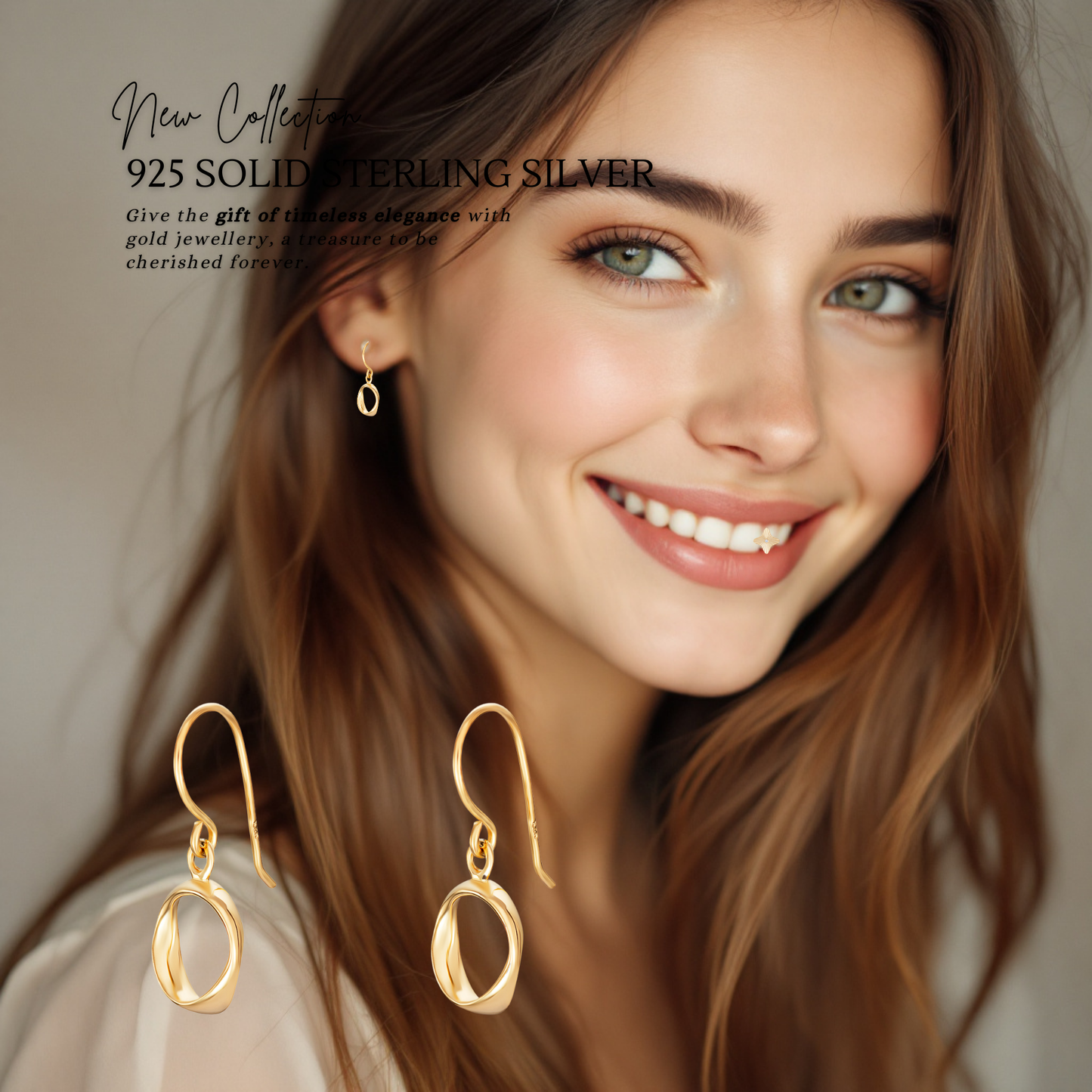 Sterling Silver Gold Plated Drop Earrings
