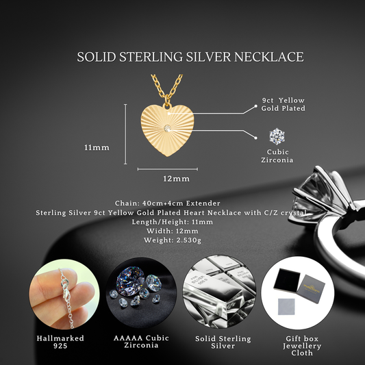 Sterling Silver Gold Plated Cubic Zirconia Heart Necklace