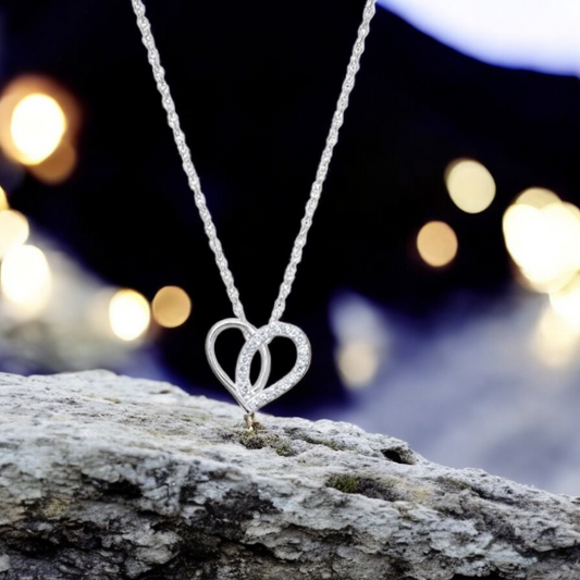 S925 Sterling Silver Cubic Zirconia Heart Necklace
