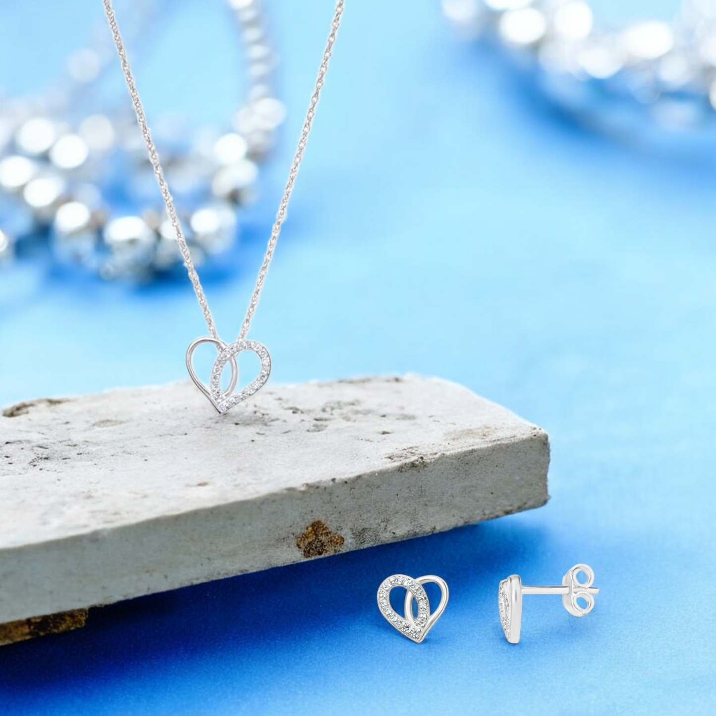 S925 Sterling Silver Cubic Zirconia Heart Necklace