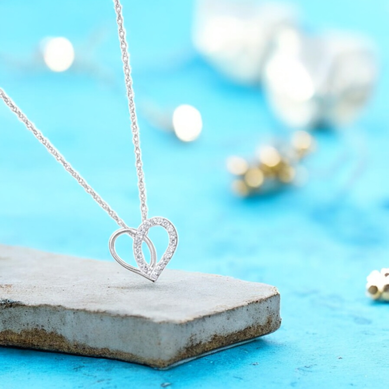 S925 Sterling Silver Cubic Zirconia Heart Necklace