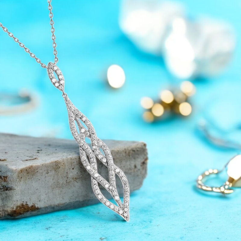 Sterling Silver Cubic Zirconia Classic Drop Pendant Necklace