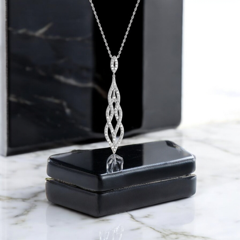 Sterling Silver Cubic Zirconia Classic Drop Pendant Necklace