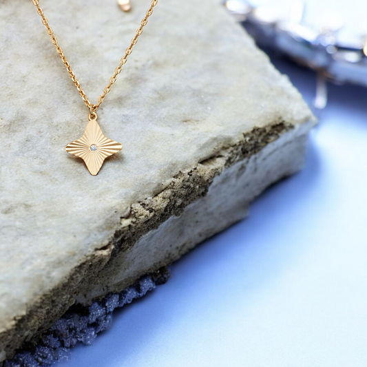 Sterling Silver Gold Plated Cubic Zirconia Start Necklace