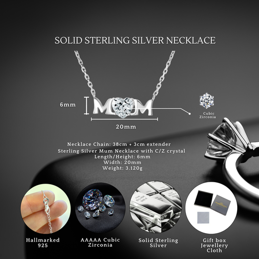 Sterling Silver Cubic Zirconia 17mm Mum Necklace