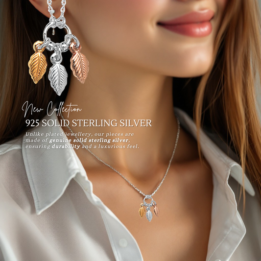 S925 Sterling Silver Three Tone Harmony Leaves