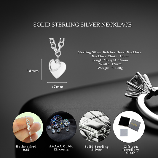 Sterling Silver Double Heart Belcher Necklace