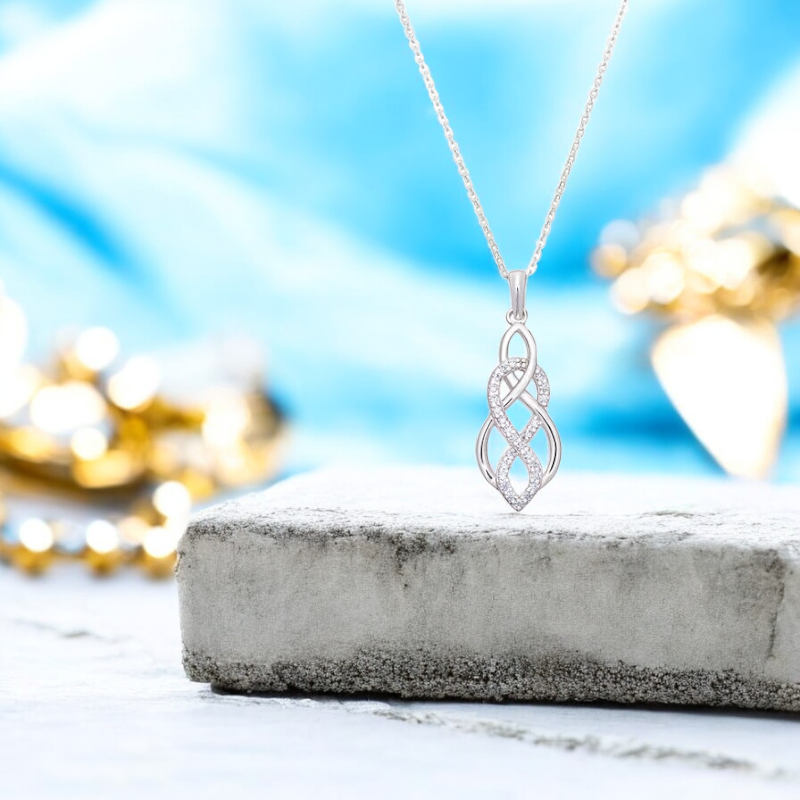 Sterling Silver C/Z Celtic Style Infinity Necklace