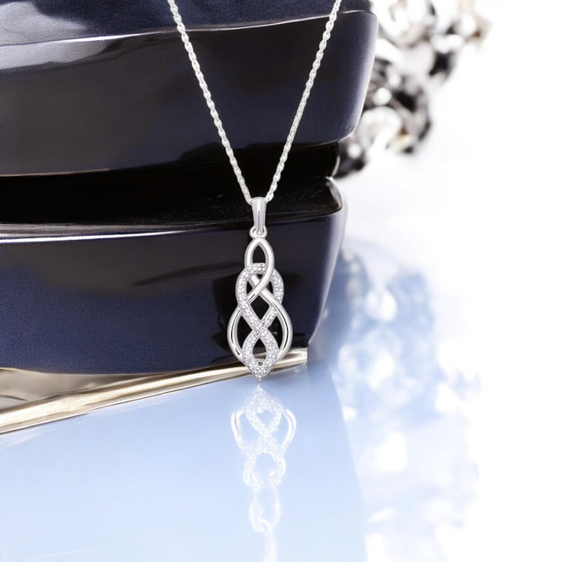 Sterling Silver C/Z Celtic Style Infinity Necklace