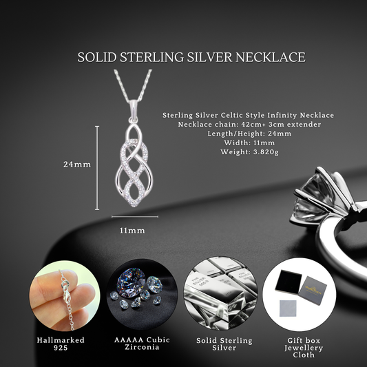 Sterling Silver C/Z Celtic Style Infinity Necklace