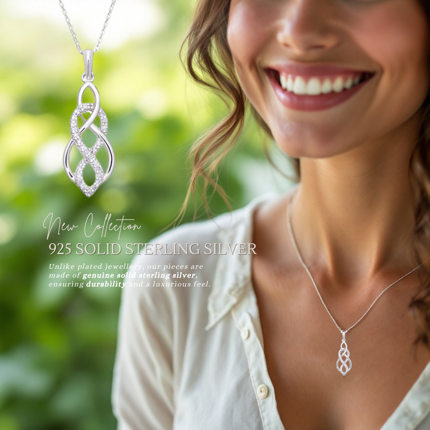 Sterling Silver C/Z Celtic Style Infinity Necklace