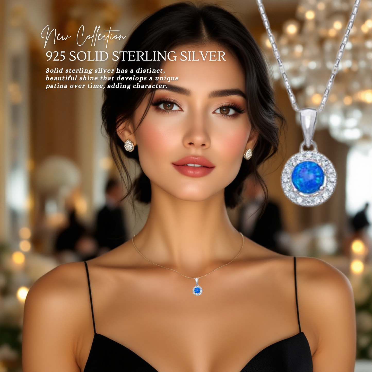 Sterling Silver Cubic Zirconia Turquoise Necklace