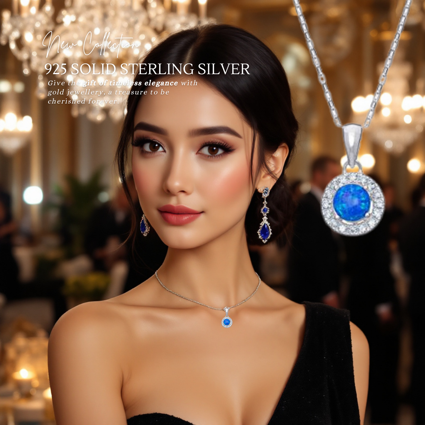 Sterling Silver Cubic Zirconia Turquoise Necklace