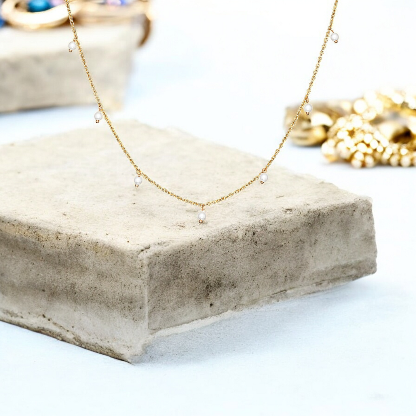 Sterling Silver Gold Plated Pearl Necklace