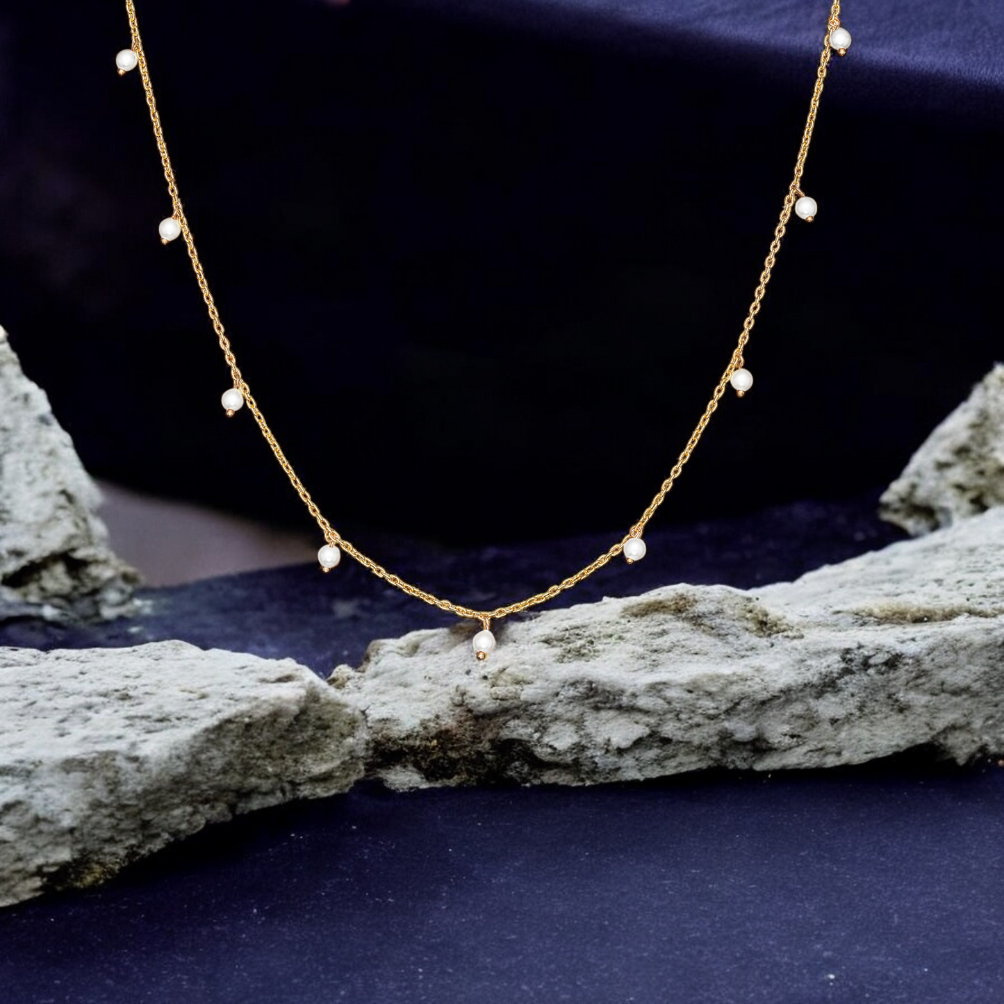 Sterling Silver Gold Plated Pearl Necklace