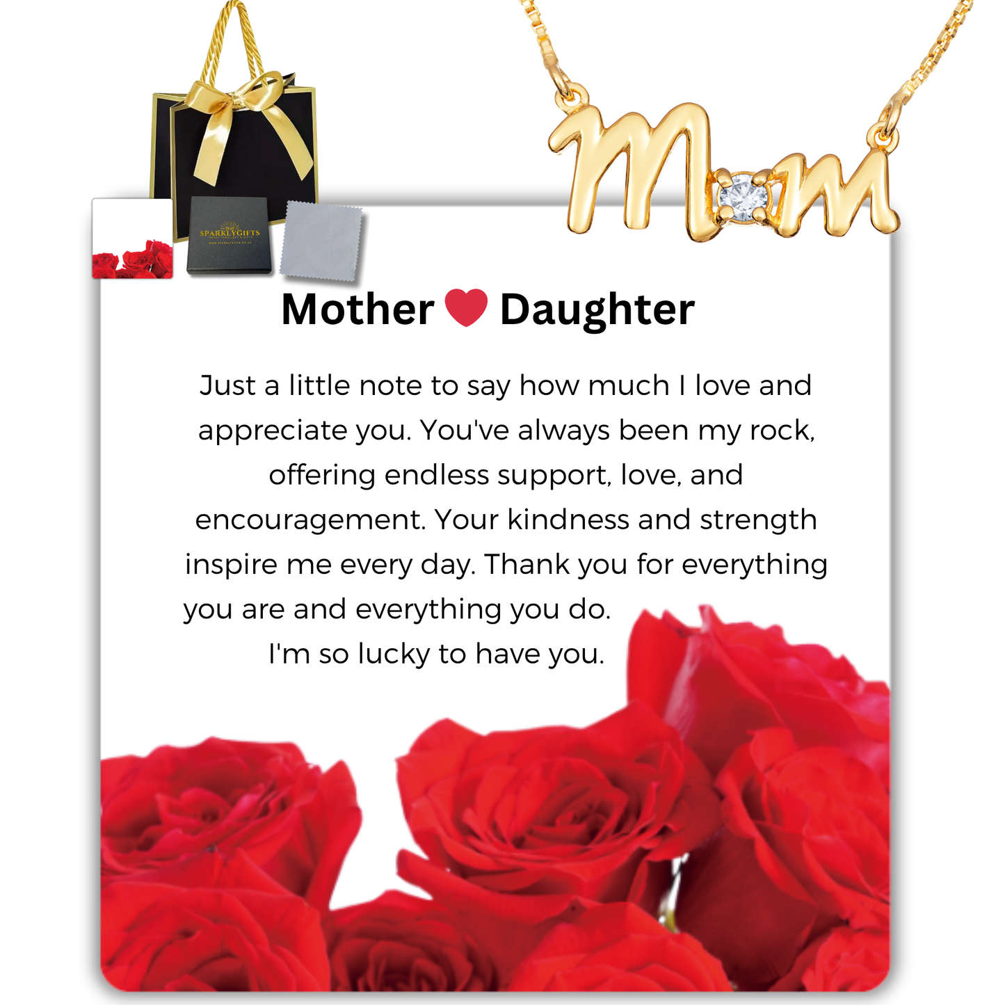 To My Mum S925 Sterling Silver Mum Necklace 9ct Gold Plated with Message Card