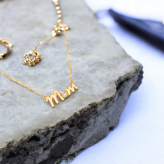 Sterling Silver Gold Plated Cubic Zirconia Mum Beaded Necklace