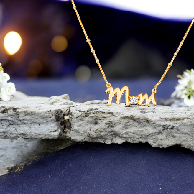 Sterling Silver Gold Plated Cubic Zirconia Mum Beaded Necklace