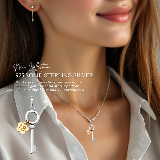 S925 Sterling Silver Eighteen's Embrace Key Pendant