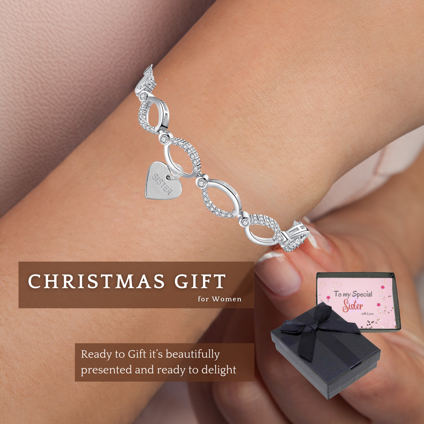 To Sister Bracelet Tag + Message Box