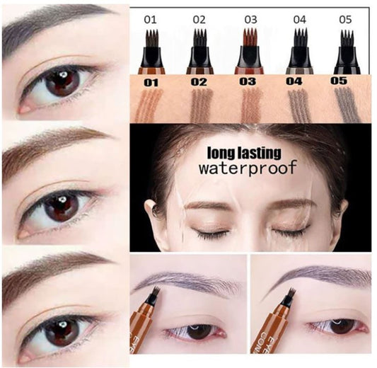 4 Points Natural Long Lasting Waterproof Fork Tip Cosmetic Eyebrow Pencil