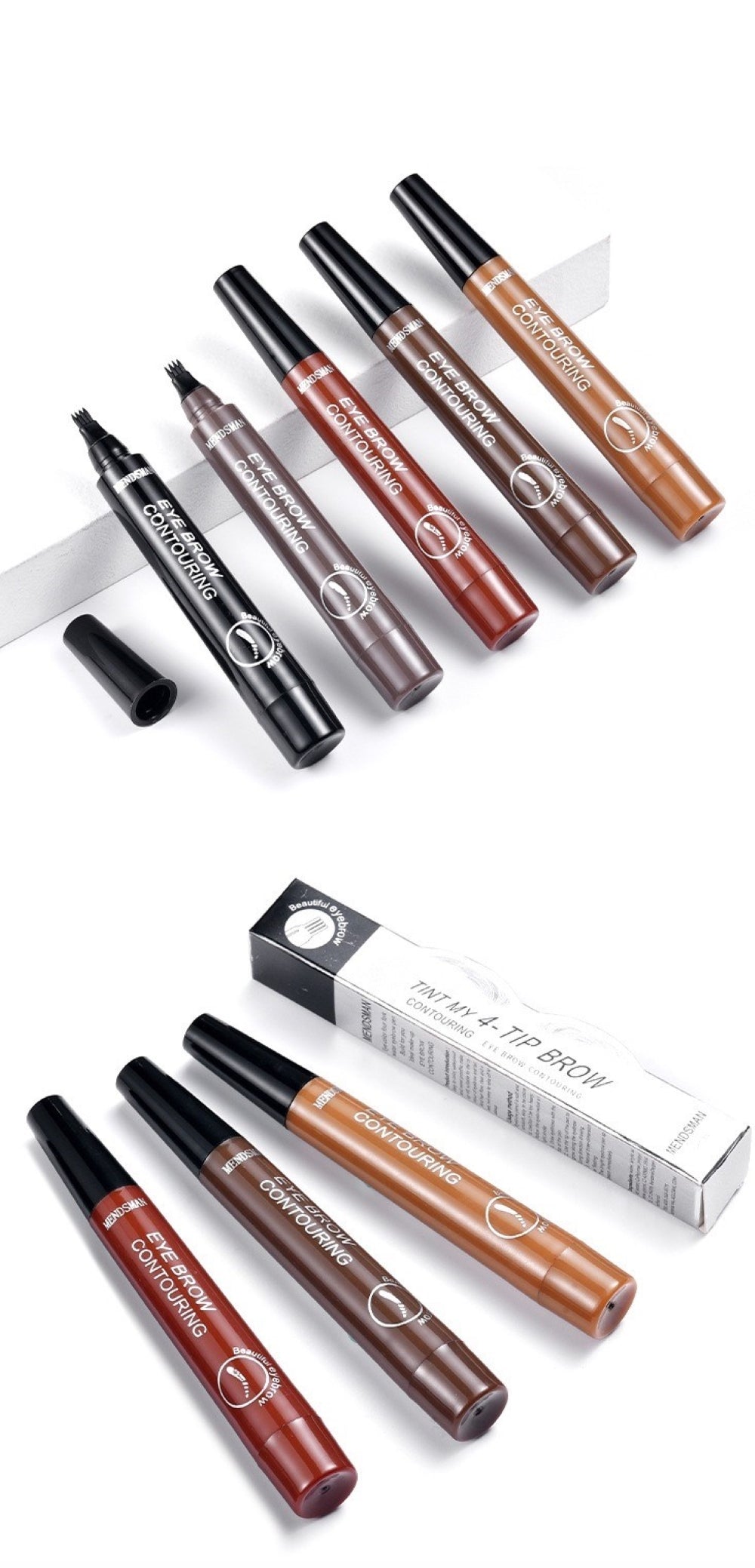 4 Points Natural Long Lasting Waterproof Fork Tip Cosmetic Eyebrow Pencil