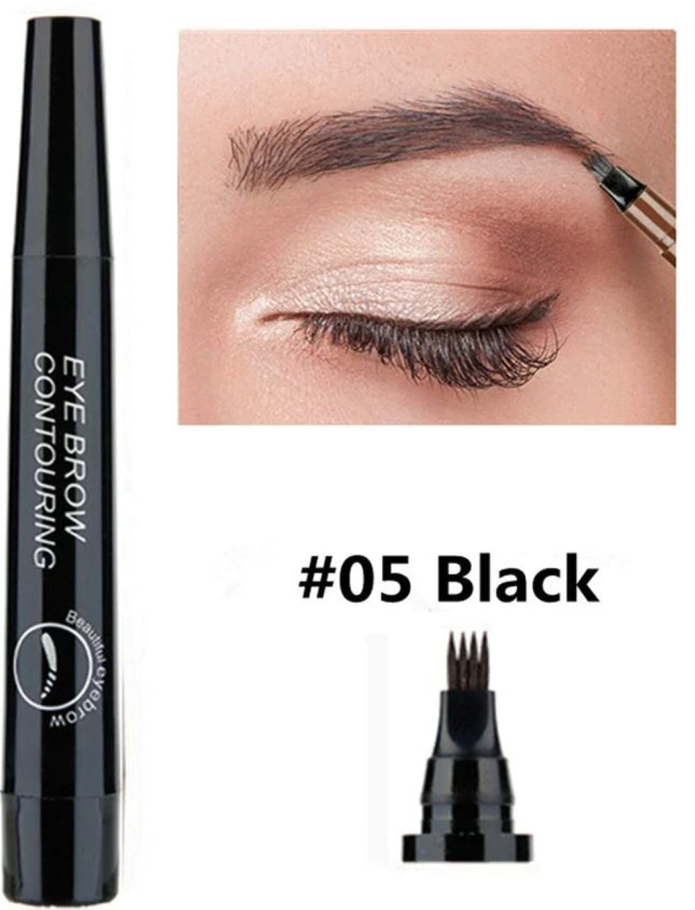 4 Points Natural Long Lasting Waterproof Fork Tip Cosmetic Eyebrow Pencil