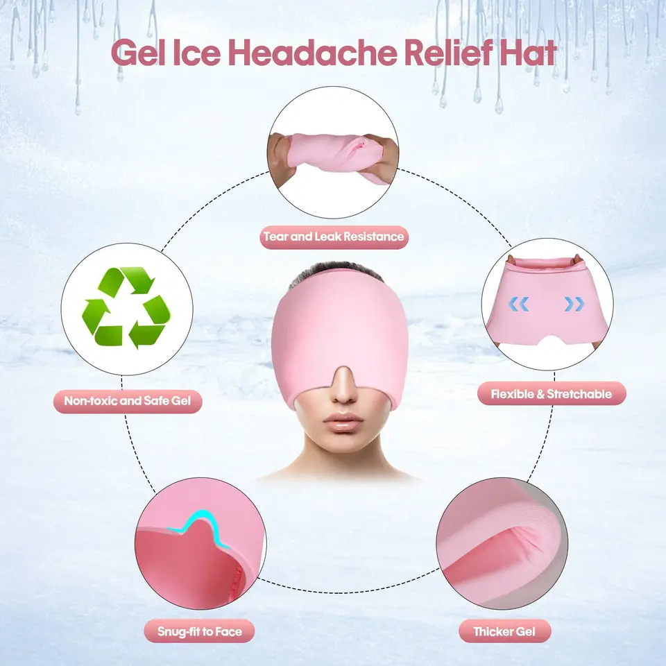 Reusable Double-Sided Gel Hot & Cold Therapy Headache Stress Relax Pain Relief Mask Cap