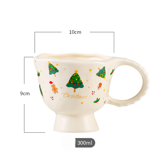Christmas Theme Cute Cartoon Ceramic Goblet Coffee Tea Cup