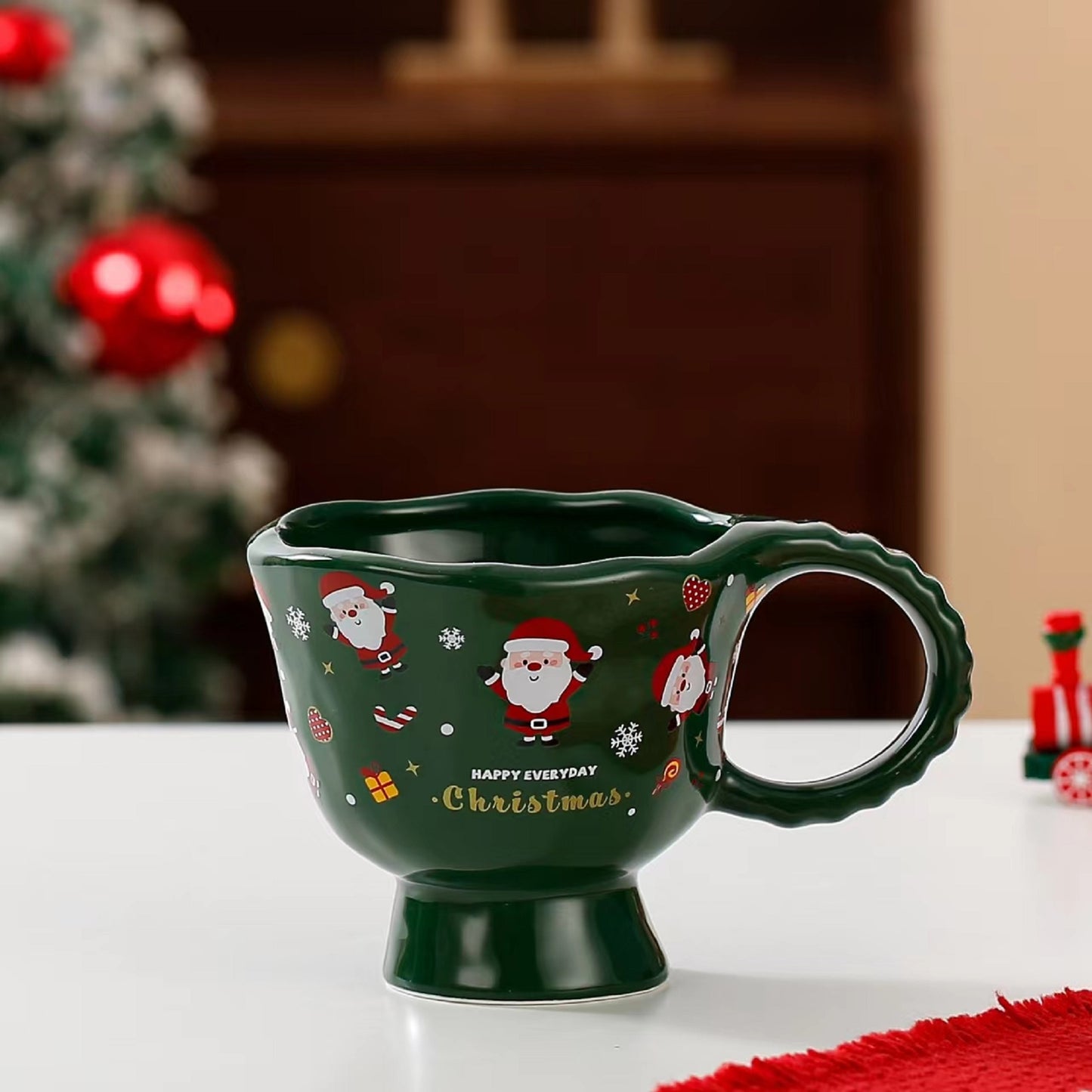Christmas Theme Cute Cartoon Ceramic Goblet Coffee Tea Cup