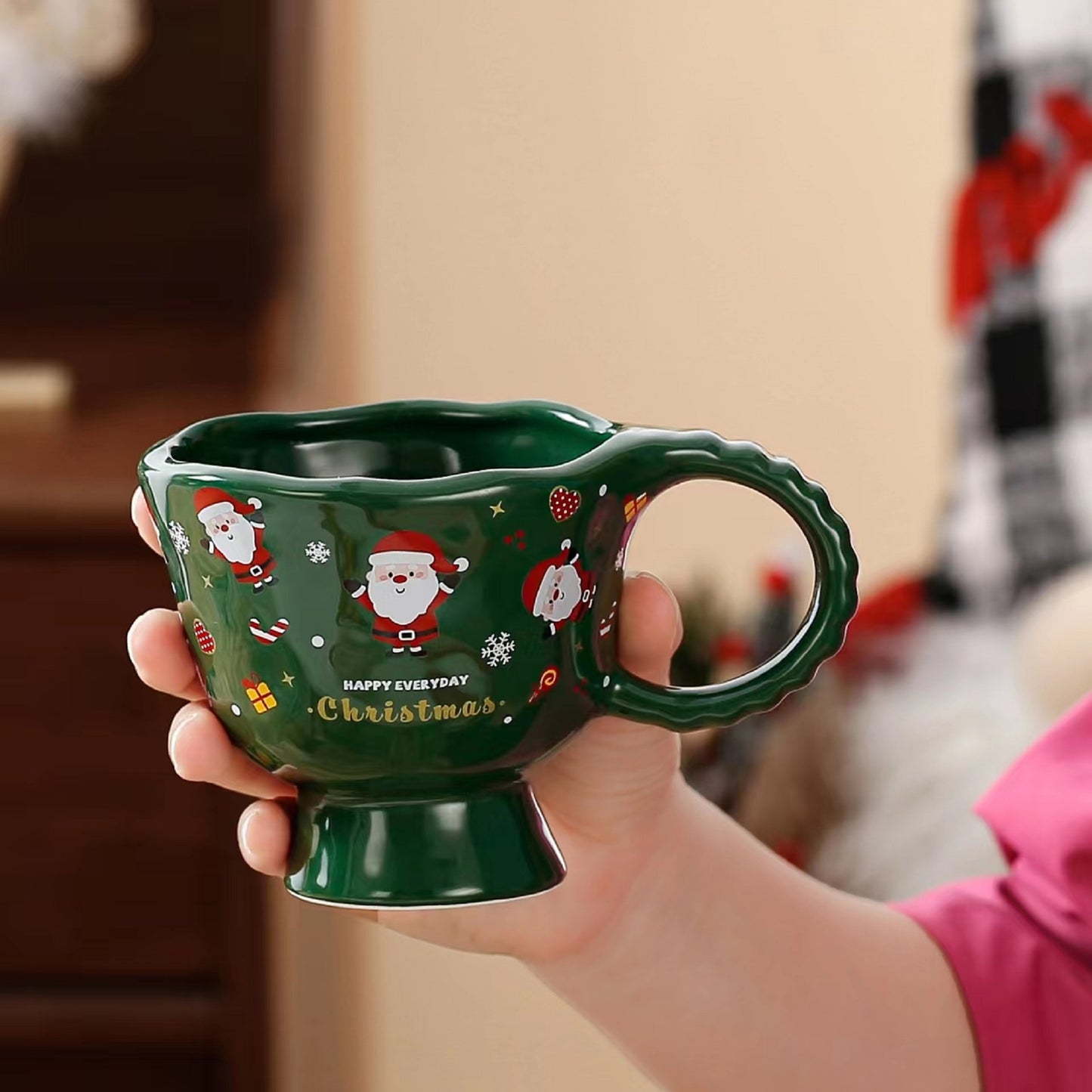Christmas Theme Cute Cartoon Ceramic Goblet Coffee Tea Cup