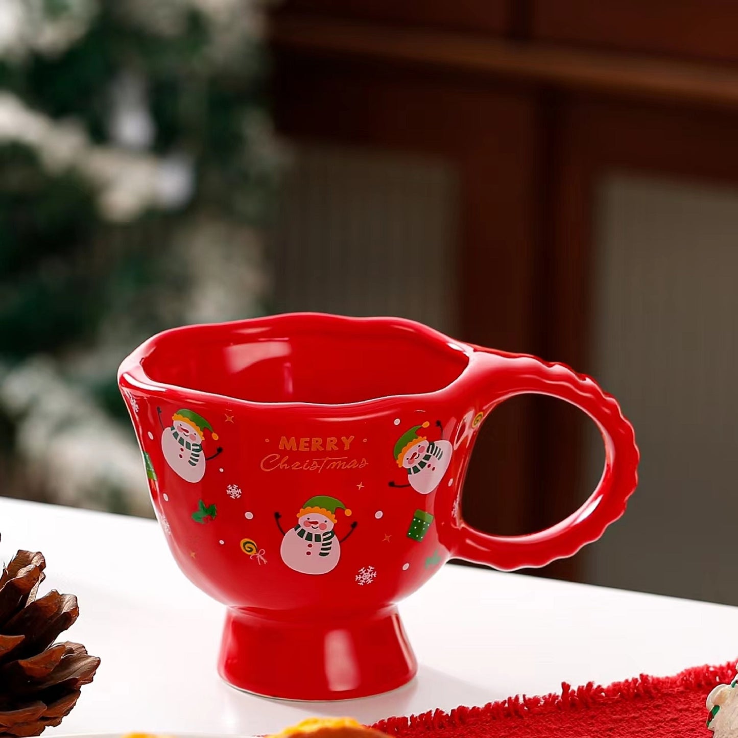 Christmas Theme Cute Cartoon Ceramic Goblet Coffee Tea Cup