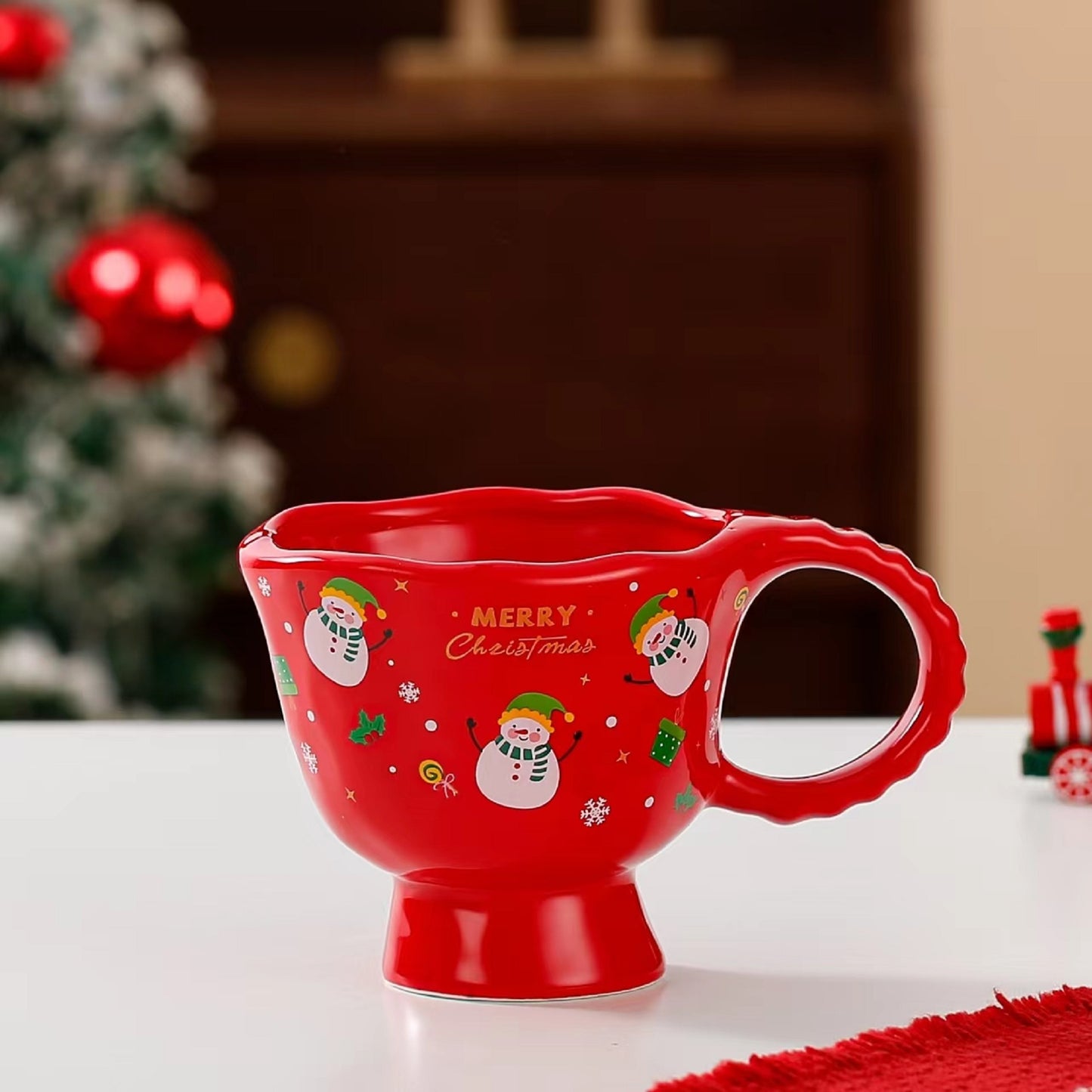 Christmas Theme Cute Cartoon Ceramic Goblet Coffee Tea Cup