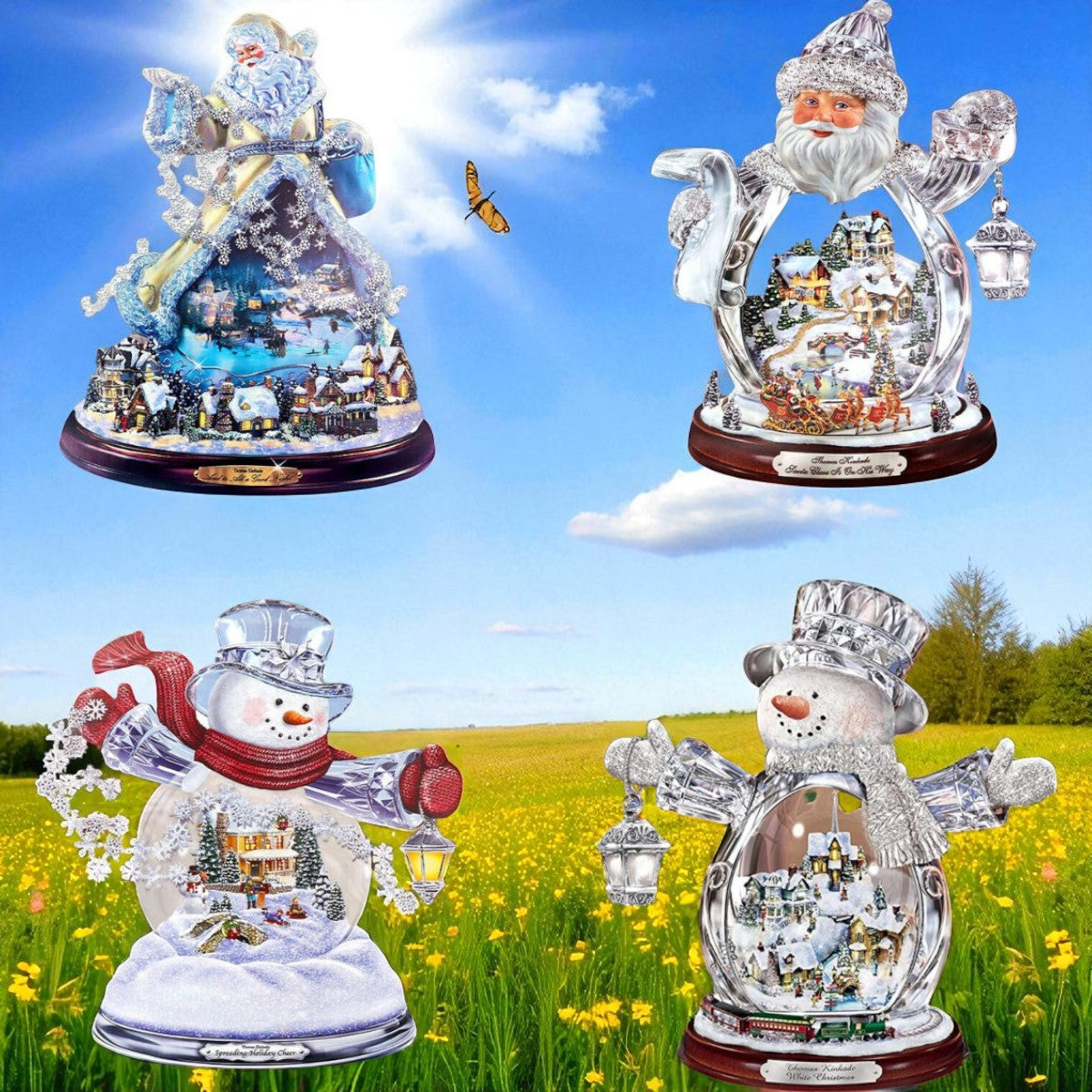 2pcs/Pack Christmas 3D Window Stickers – Santa & Snowman Holiday Decorations for Home or Shop