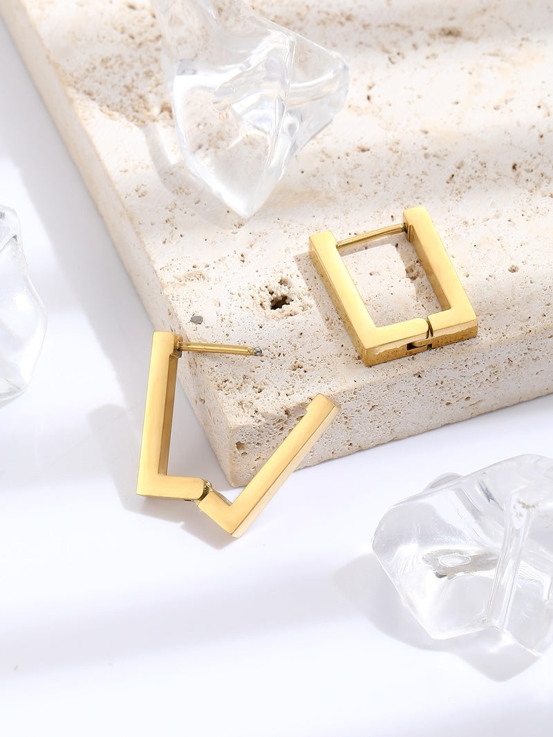 Rectangle Hoop Earrings In Gold or Silver