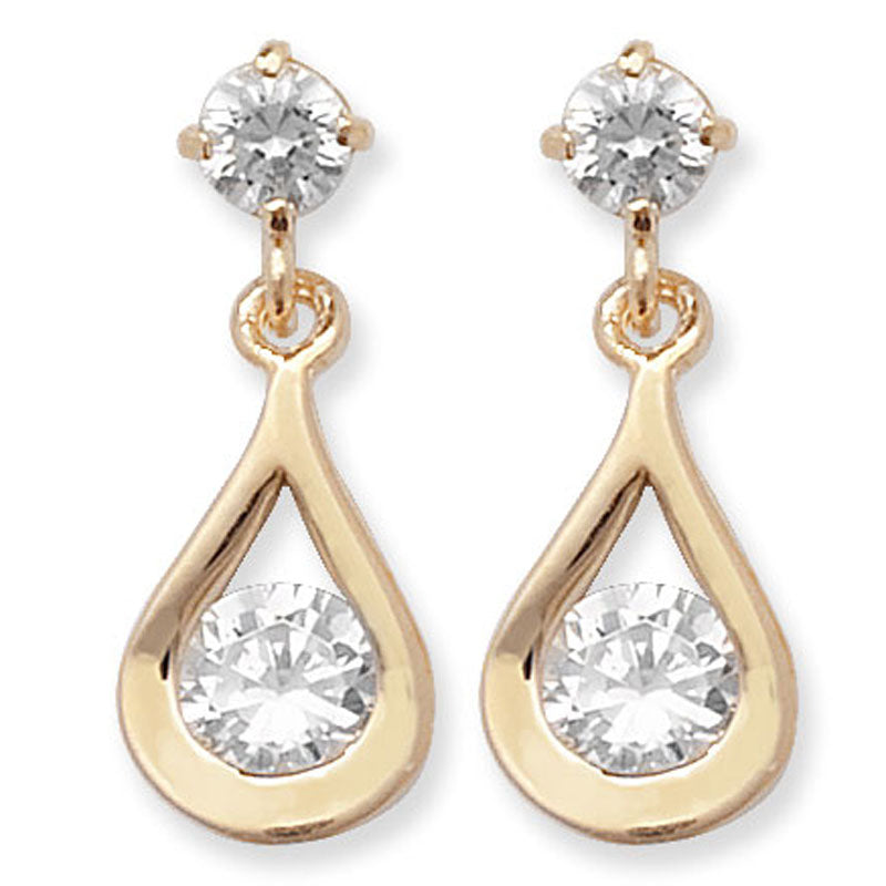 9ct Yelow Gold C/Z 14mm Teardrop Earrings