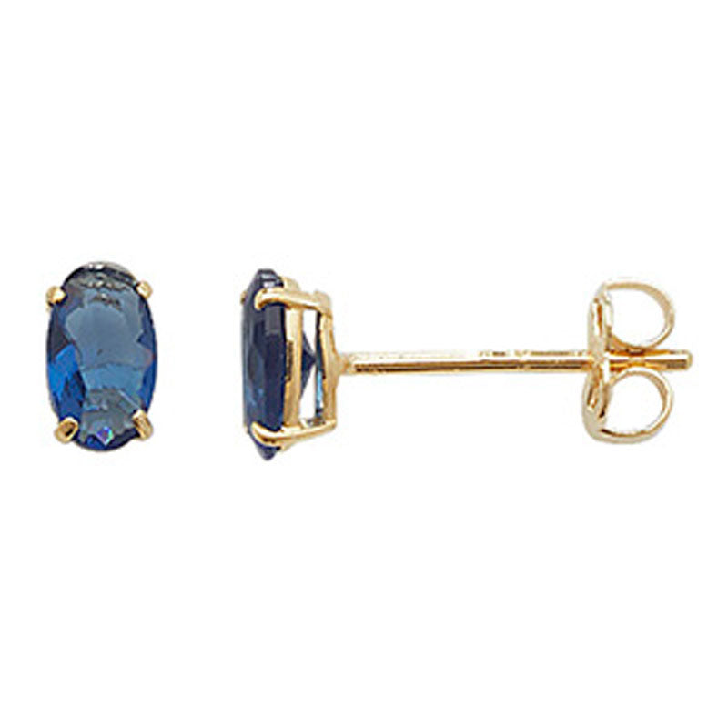 9ct Gold Midnight Blue Oval 5mmx3mm Stud Earrings