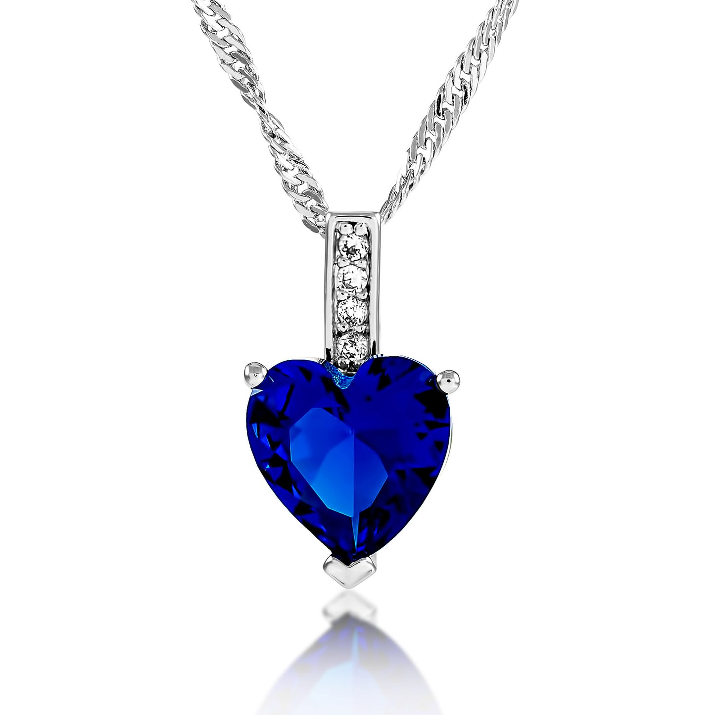 Sterling Silver Heart Zircon Pendant Necklace & Stud Earrings Set