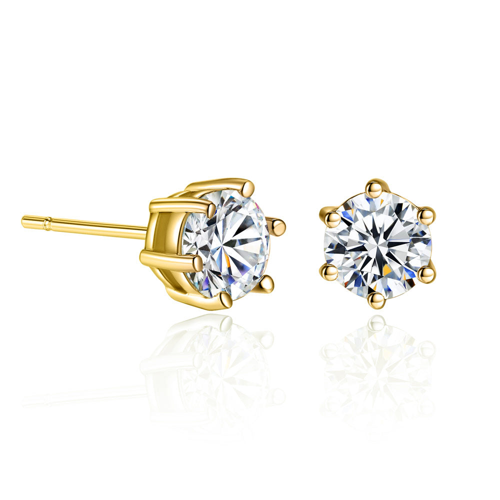Gold or Silver Tone Stud Earrings with Premium Crystals